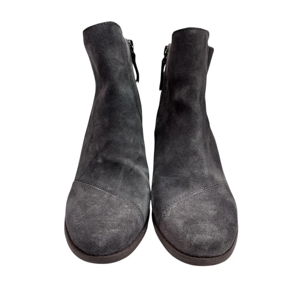 TOMS Shoes Suede Wedge Ankle Booties Gray Women's US 8
